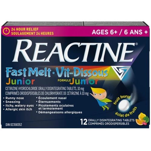 Reactine Children's Fast Melt 24 Hour Allergy Relief 10 mg, 12 Tablets