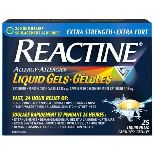 Reactine Extra Strength 24Hr Allergy Medicine, Liquid Gels 10mg, 25 Capsules
