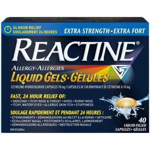 Reactine Extra Strength 24Hr Allergy Medicine, Liquid Gels 10mg, 40 Capsules