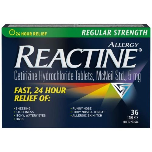 Reactine Regular Strength 24 hour Allergy Medicine 5mg, 36 Tablets