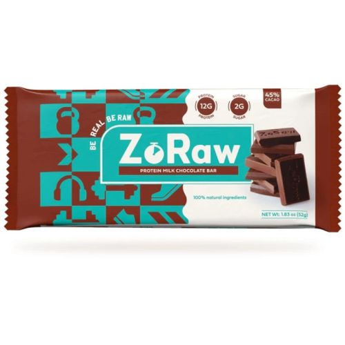627987164534 ZoRaw Chocolates Milk Chocolate Bar with Protein, Case x 12