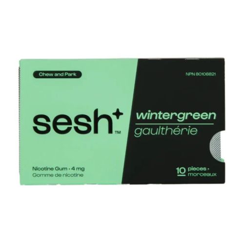 Sesh+ Nicotine Gum Wintergreen 4mg, Case x 10