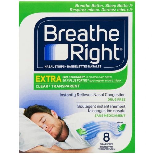 Breathe Right Nasal Strips Extra Stength Clear, 8 Strips