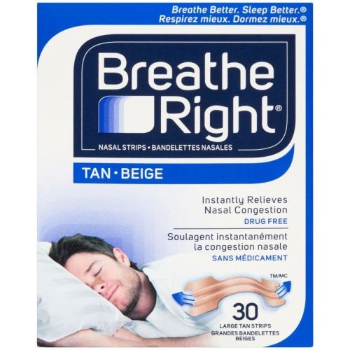 Breathe Right Nasal Strips Large Tan, 30 Strips
