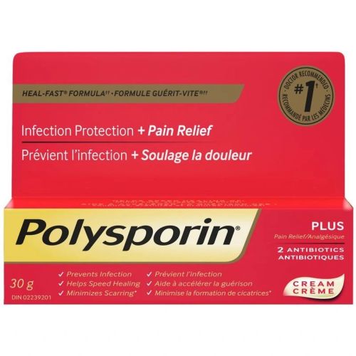 Polysporin Plus Pain Relief Cream Antibiotic Cream, 30 g