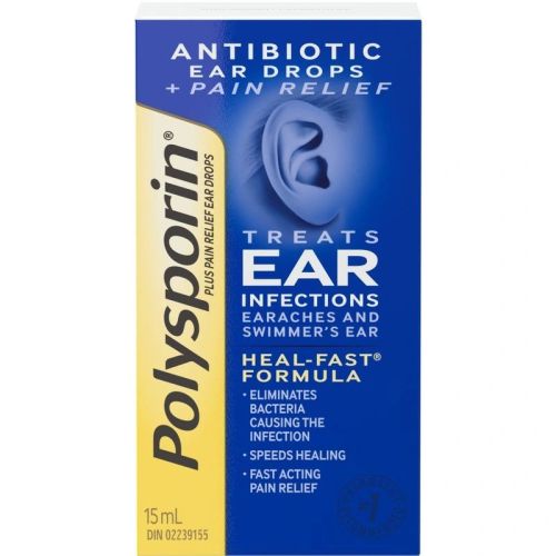 Polysporin Plus Pain Relief Ear Drops, 15mL