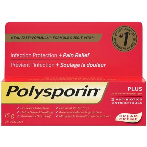 Polysporin Plus Pain Relief Cream Antibiotic Cream, 15 g