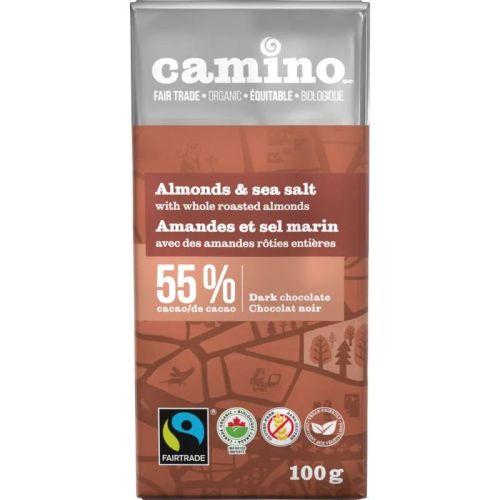 Camino Organic Almond & SeaSalt  with 55% Dark Chocolate, 100gx12