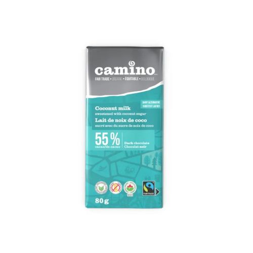 Camino Organic Coconut Milk 55% Dark Chocolate, 80g x 14