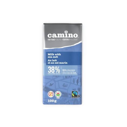 Camino Organic Milk Chocolate with SeaSalt, 100gx12