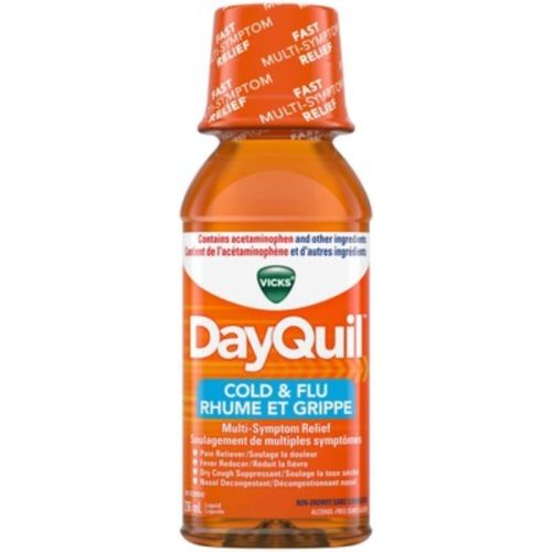 Vicks DayQuil Cold & Flu Multi-Symptom Relief Non-Drowsy Liquid, 236 mL