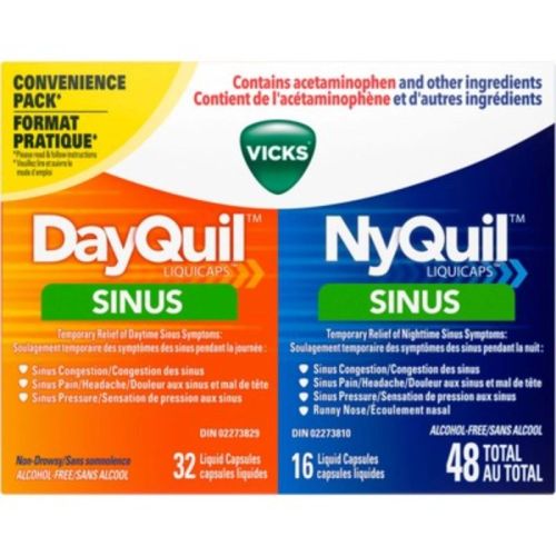 056100073826 Vicks DayQuil Sinus Liquid Capsules + Vicks NyQuil Sinus, 48 Liquid Capsules