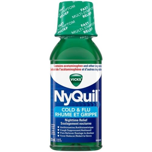 Vicks NyQuil Cold & Flu Nighttime Relief Liquid, Original, 236 mL
