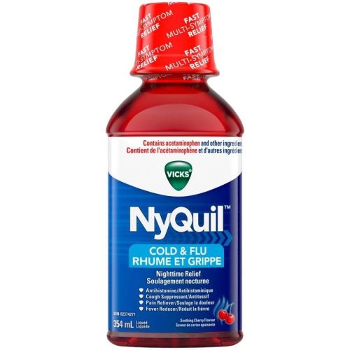 Vicks NyQuil Cold & Flu Nighttime Relief Liquid Cherry, 354 mL