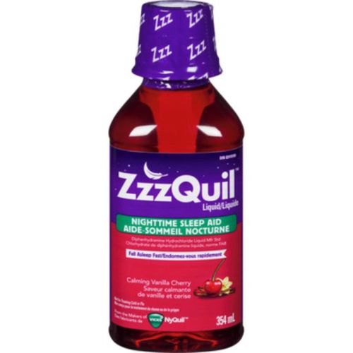 Vicks ZzzQuil Nighttime Sleep Aid Liquid, Calming Vanilla Cherry, 354 mL