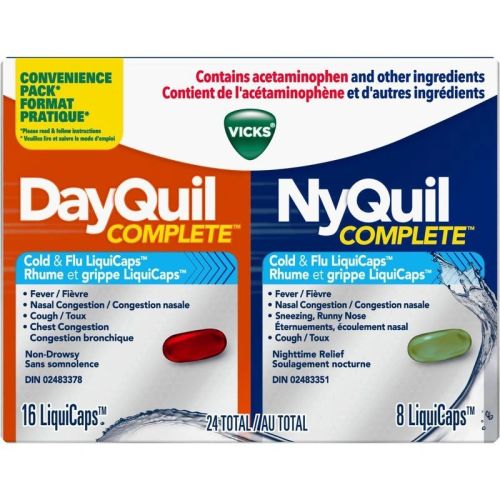 Vicks DayQuil and NyQuil COMPLETE Cough, Cold & Flu Relief, 24 LiquiCaps