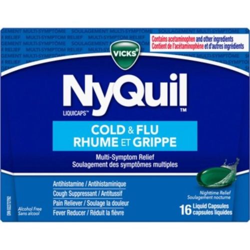 Vicks  NyQuil Cold & Flu Multi-Symptom Relief Liquid Capsules, 16 Count