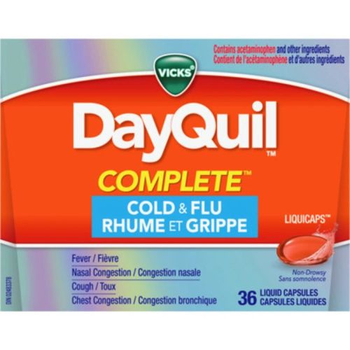 Vicks DayQuil Complete Cold, Flu and Congestion Medicine, 36 Liquicaps
