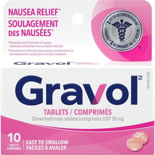 Gravol Easy to Swallow Tablets 50 mg, 10 Tablets