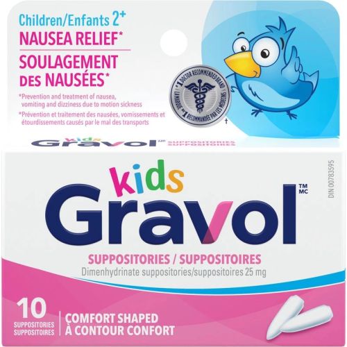 Gravol Kids Comfort Shaped Suppositories 25 mg, 10 Count
