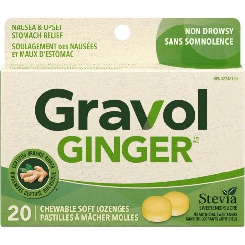 Gravol Ginger Natural Source Chewable, 20 Lozenges