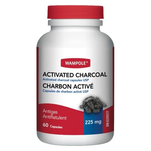 Wampole Activated Charcoal 225mg, 60 Capsules