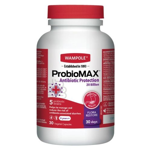 Wampole ProbioMAX Antiobiotic Protection 20 Billion, 30 Vegetal Capsules