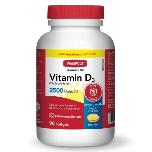 Wampole Vitamin D3 2500 IU, 90 Softgels
