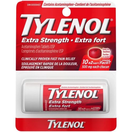 Tylenol Extra Strength Pain Relief Acetaminophen 500mg EZTabs, 10 Tablets