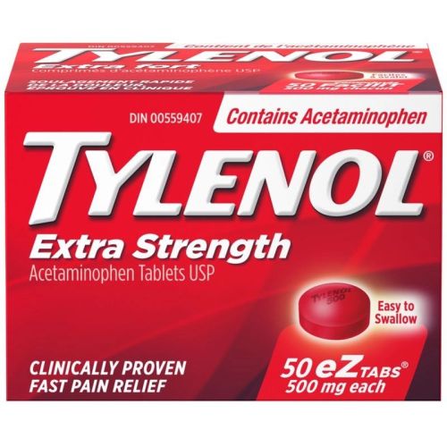 Tylenol Extra Strength Pain Relief Acetaminophen 500mg EZTabs, 50 Tablets