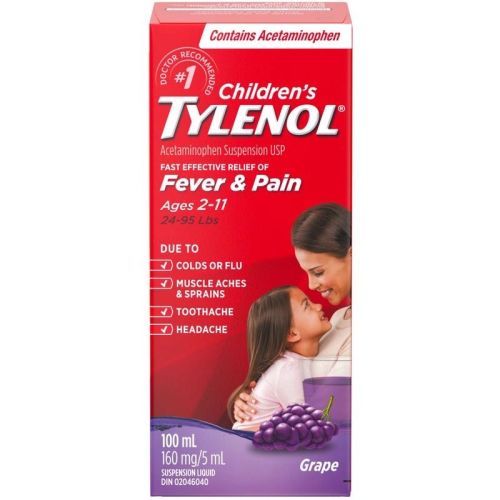 Tylenol Children's Medicine, Fever & Pain, Grape Liquid, 100 mL