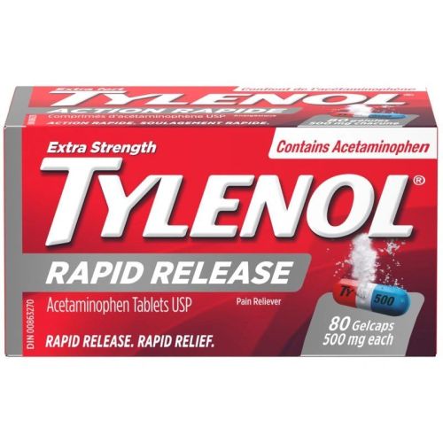 Tylenol Extra Strength Pain Relief Acetaminophen 500mg, 80 Gelcaps
