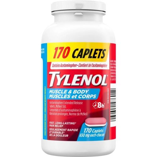 Tylenol Muscle & Body Pain Relief- Acetaminophen 650 mg - Fast Acting - Bi-Layer Caplets, 170 Caplets