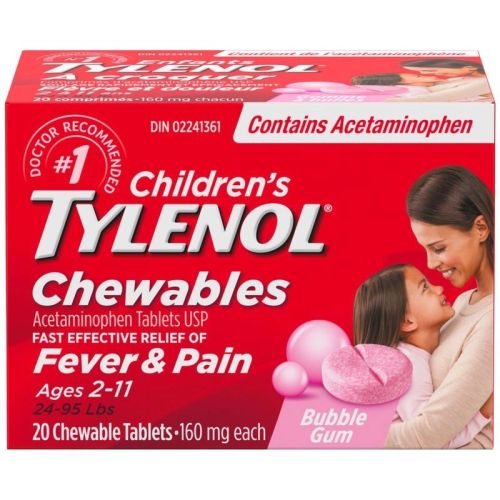 Tylenol Children's Medicine, Fever & Pain - Bubble Gum, 20 Chewable Tablets