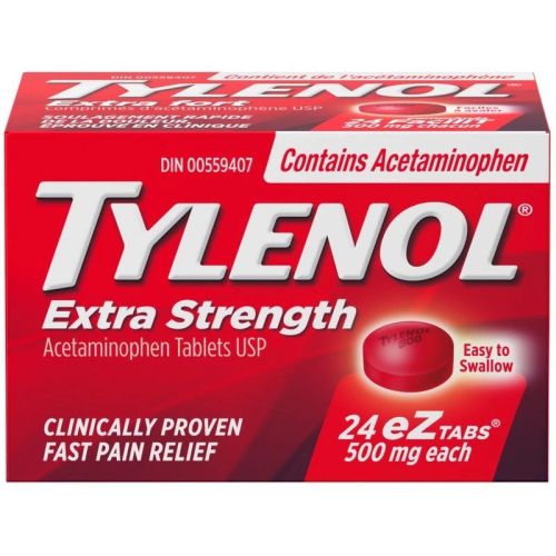 Tylenol Extra Strength Pain Relief Acetaminophen 500mg EZTabs, 24 Tablets