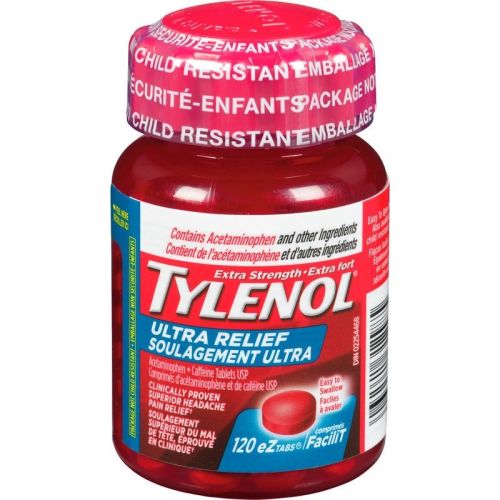Tylenol Ultra Relief Pain Relief Acetaminophen EZTabs, 120 Tablets