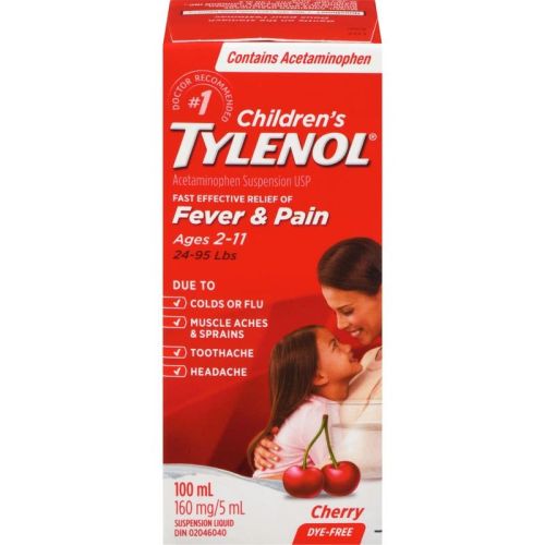 Tylenol Children's Medicine, Fever & Pain, Dye-Free Cherry Liquid, 100 mL