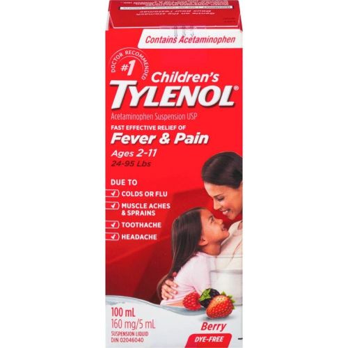 Tylenol Children's Medicine, Fever & Pain, Dye-Free Berry Liquid, 100 mL