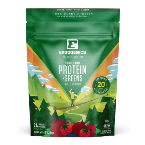 Ergogenics Nutrition Plant Protein + Greens, Mixed Berries, 720g