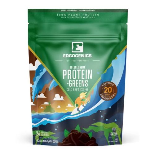 Ergogenics Nutrition Plant Protein + Greens, Cold Brew Coffee, 720g