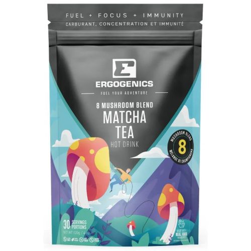 Ergogenics Nutrition 8 Mushroom Blend Hot Drink, Matcha Tea, 120g