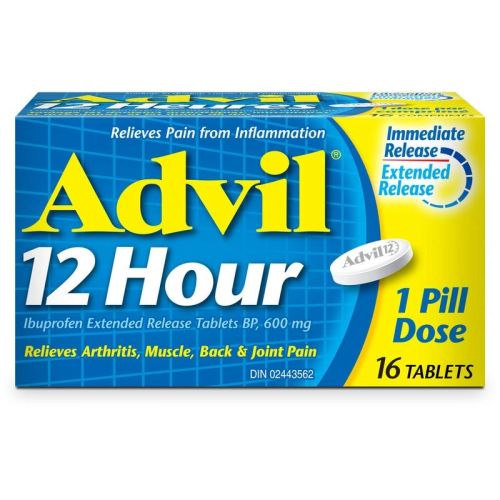 Advil 12 Hour Tablets for Extended Pain Relief, 60 0 mg Ibuprofen, 16 Tablets