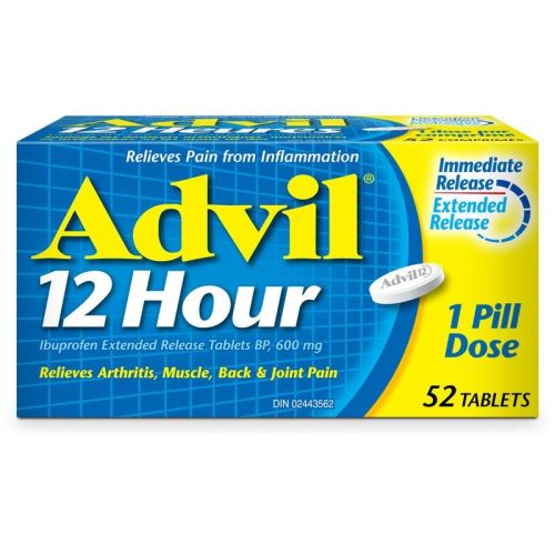 Advil 12 Hour Tablets for Extended Pain Relief, 600 mg Ibuprofen, 52 Tablets