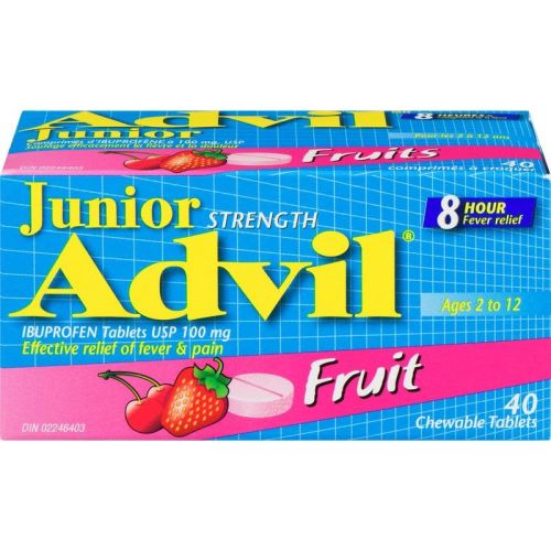 Advil Junior Strength Pain Reliever and Fever Reducer Ibuprofen, 40 Chewable Tablets
