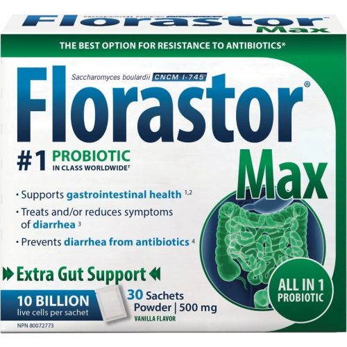 Florastor Max Probiotic, Extra Strong Formula 10 Billion CFU, 30 Sachets