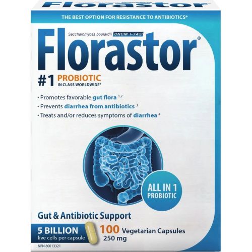 Florastor Probiotic Daily Gut Health Support for the Whole Family, 100 Capsules