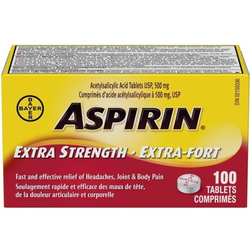ASPIRIN Extra Strength 500mg, 100 Tablets