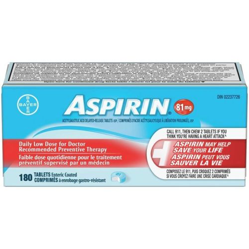 Aspirin Enteric Coated Tablets 81 mg, 180 Tablets