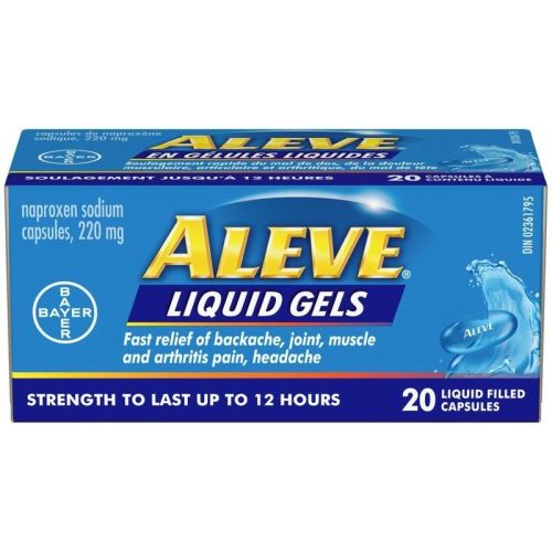 Aleve Pain Relief Liquid Gels, Strength to Last Up to 12 Hours, Naproxen Sodium 220mg, 20 Liquid Gel Capsules