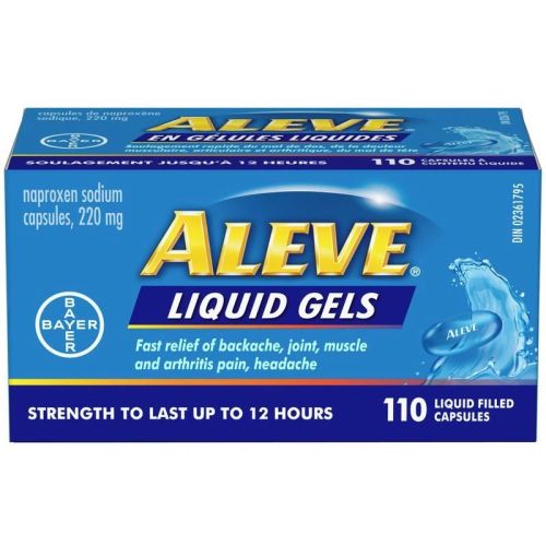 Aleve Pain Relief, Strength to Last Up to 12 Hours, Naproxen Sodium 220mg, 110 Liquid Gels Capsules